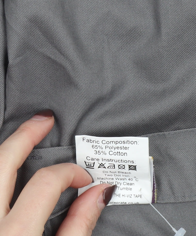 DCC Workwear Men's Grey Reflective Cargo Trousers 38L Polyester Cotton