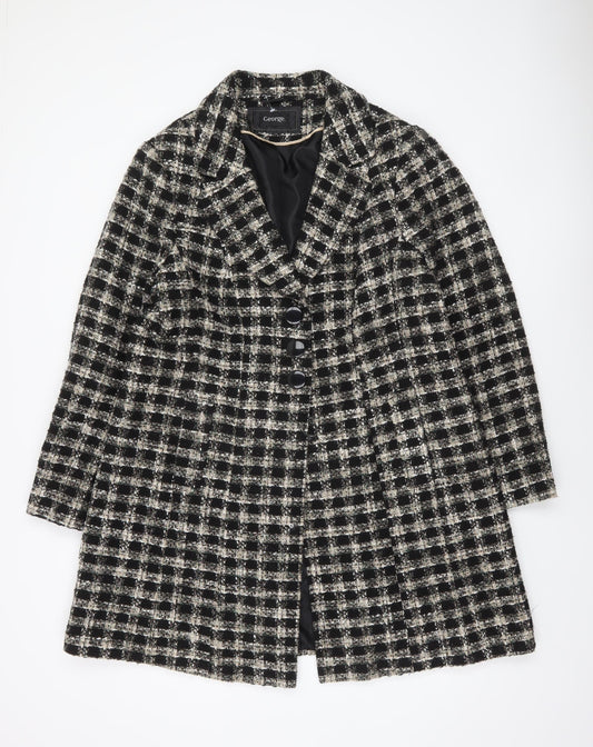 George Women’s Black Check Tweed Mid-Length Coat Size 22