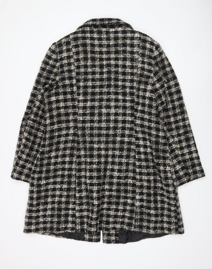 George Women’s Black Check Tweed Mid-Length Coat Size 22