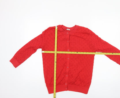 Tu Women’s Red Knit Cardigan Size 12 Long Sleeve Crew Neck
