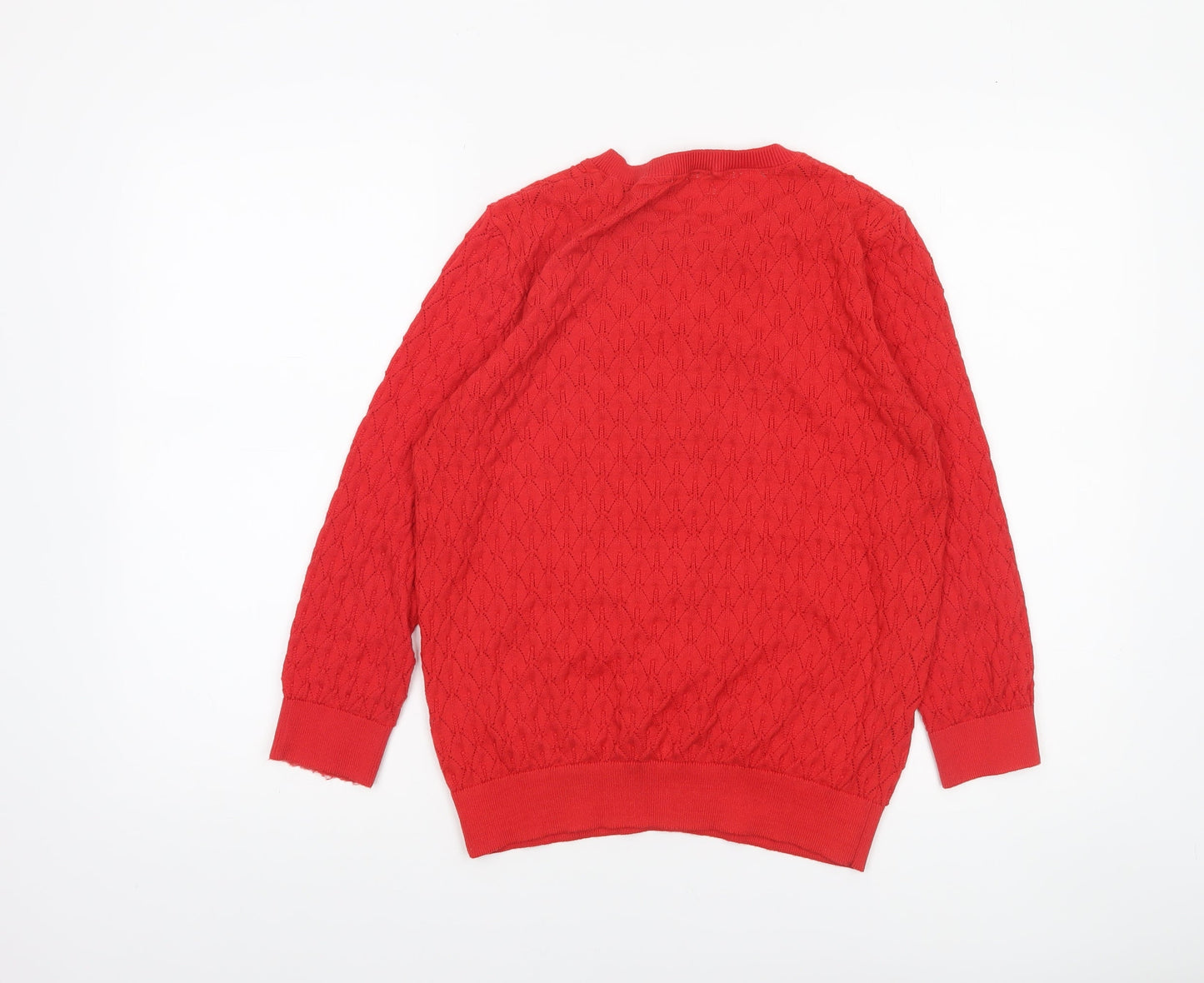 Tu Women’s Red Knit Cardigan Size 12 Long Sleeve Crew Neck