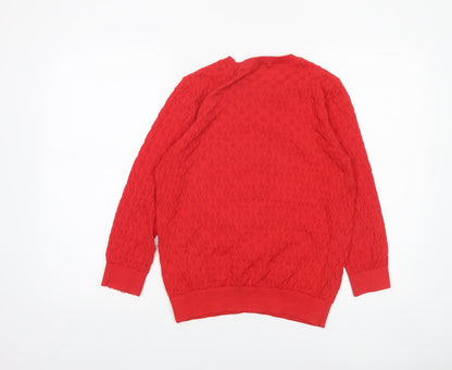 Tu Women’s Red Knit Cardigan Size 12 Long Sleeve Crew Neck