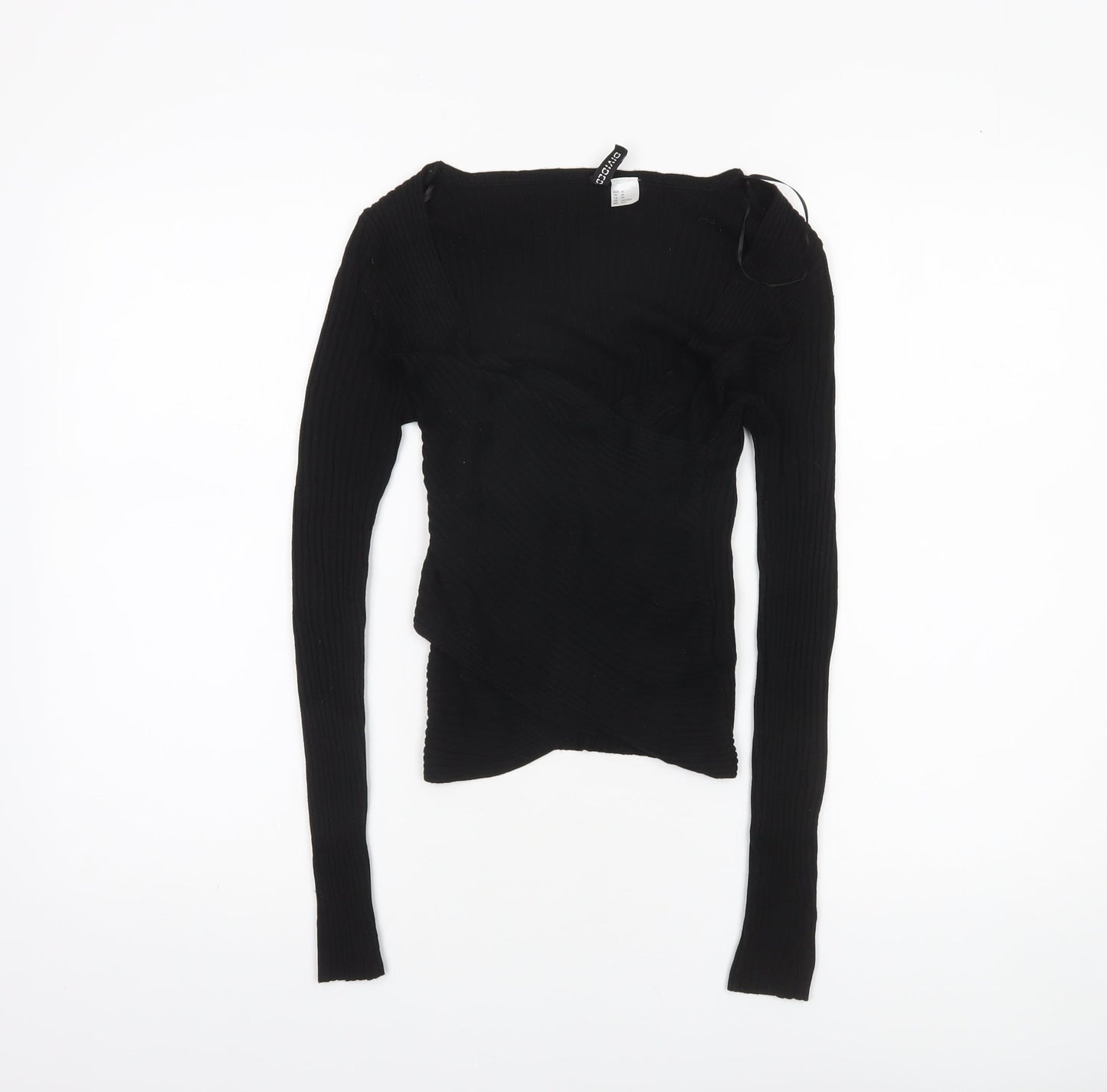 H&M Divided Womens Black XS Rib Knit Slim Fit Pullover Jumper