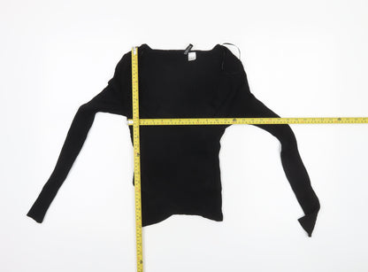 H&M Divided Womens Black XS Rib Knit Slim Fit Pullover Jumper