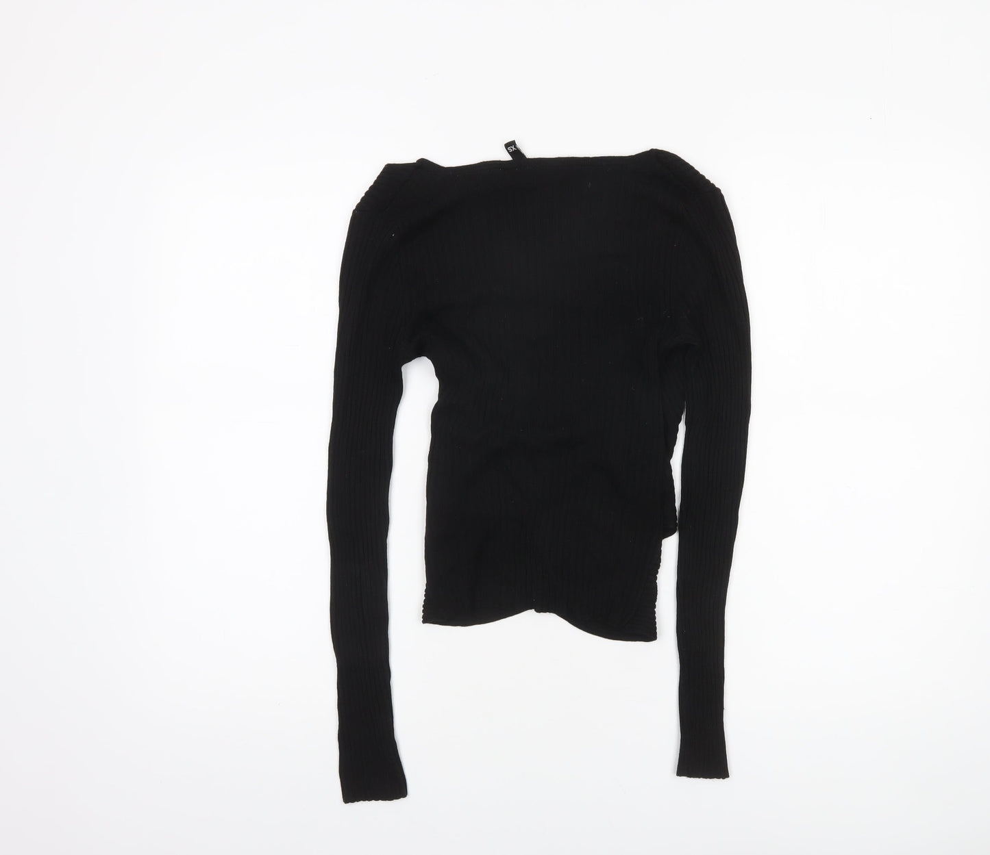 H&M Divided Womens Black XS Rib Knit Slim Fit Pullover Jumper