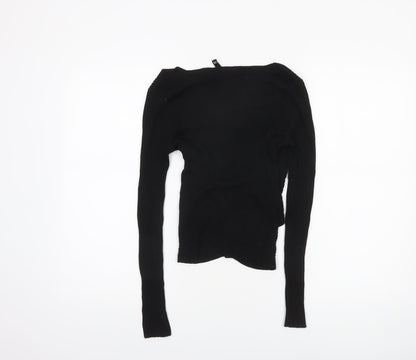 H&M Divided Womens Black XS Rib Knit Slim Fit Pullover Jumper