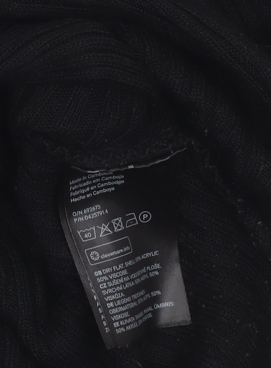 H&M Divided Womens Black XS Rib Knit Slim Fit Pullover Jumper
