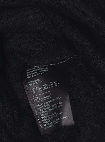 H&M Divided Womens Black XS Rib Knit Slim Fit Pullover Jumper