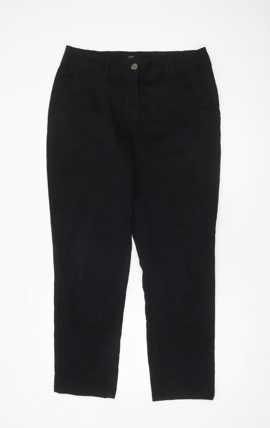 Next Women's Black Chino Trousers Size 14 Regular Cotton Stretch