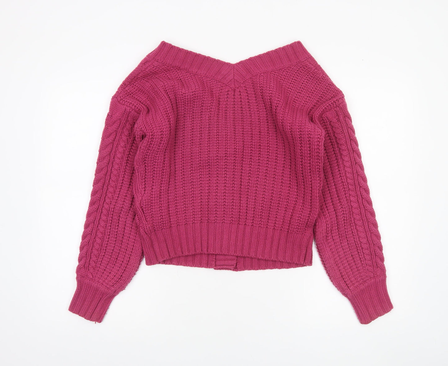 Joe Browns Womens Pink Cable Knit V-Neck Cotton Cardigan Size 10