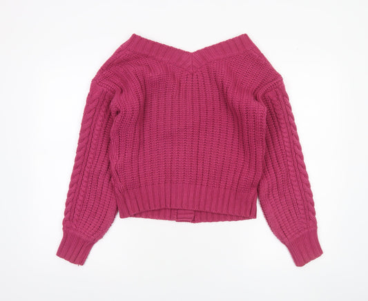 Joe Browns Womens Pink Cable Knit V-Neck Cotton Cardigan Size 10