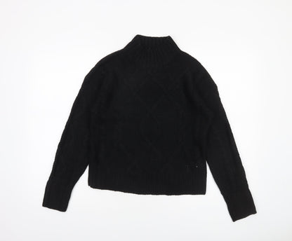 GAP Women's Black Mock Neck Cable-Knit Jumper Size S