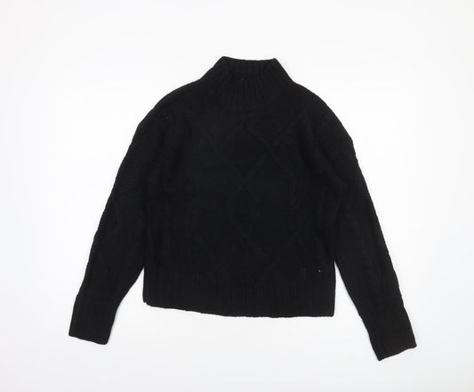 GAP Women's Black Mock Neck Cable-Knit Jumper Size S
