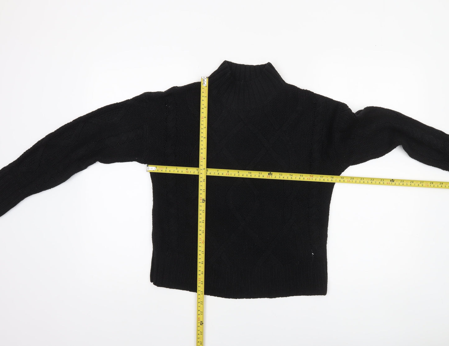 GAP Women's Black Mock Neck Cable-Knit Jumper Size S