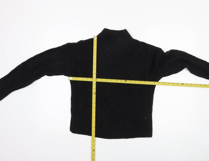 GAP Women's Black Mock Neck Cable-Knit Jumper Size S