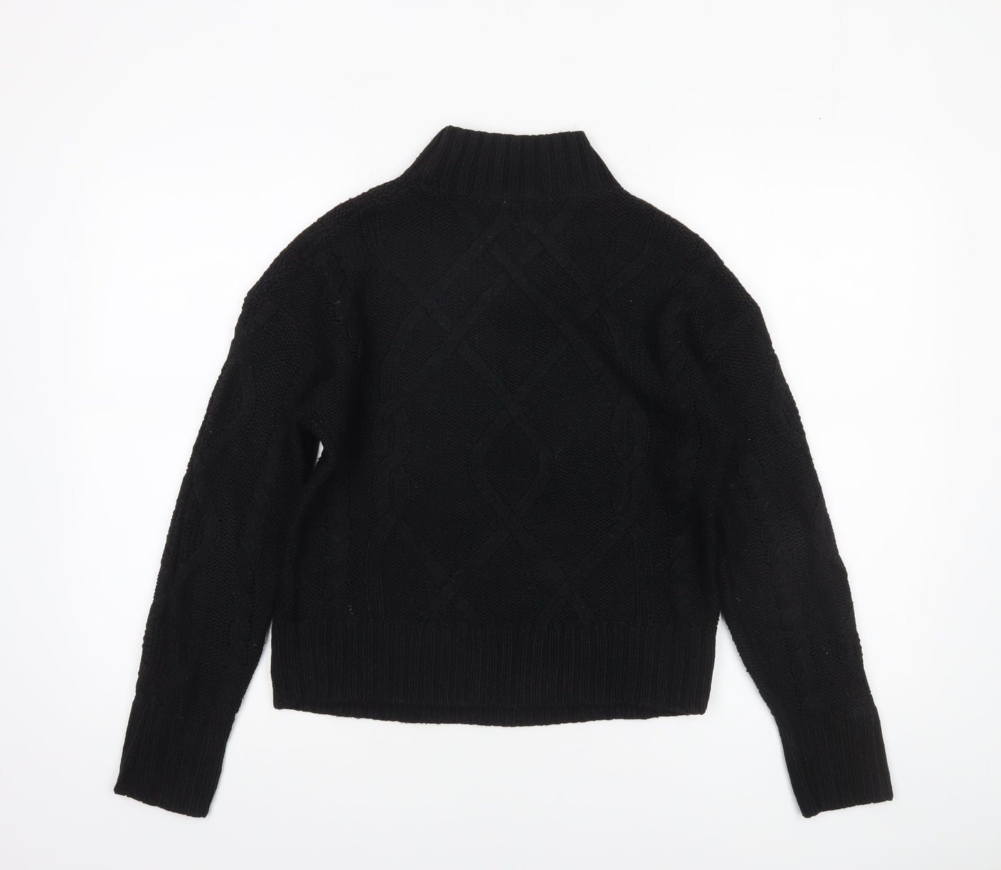 GAP Women's Black Mock Neck Cable-Knit Jumper Size S