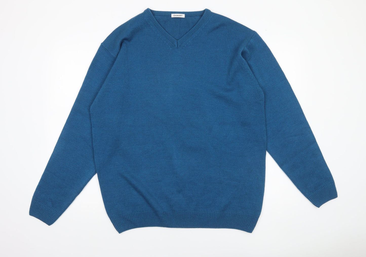 Damart Men's Blue V-Neck Acrylic Knit Jumper Size L