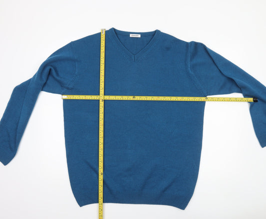 Damart Men's Blue V-Neck Acrylic Knit Jumper Size L