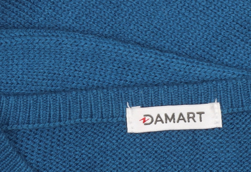Damart Men's Blue V-Neck Acrylic Knit Jumper Size L