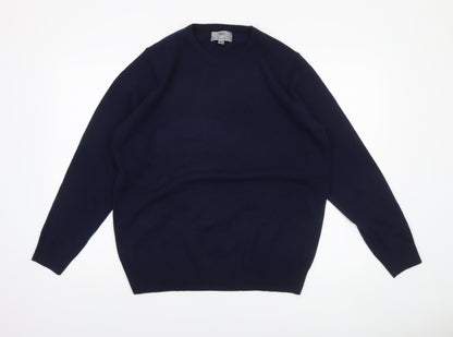 Marks and Spencer Men's Blue L Lambswool Crew Neck Jumper