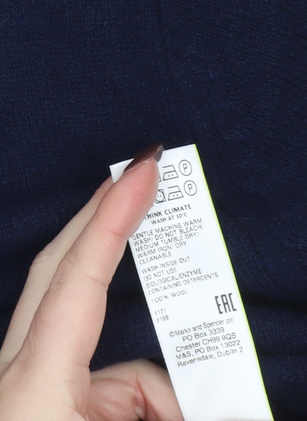 Marks and Spencer Men's Blue L Lambswool Crew Neck Jumper