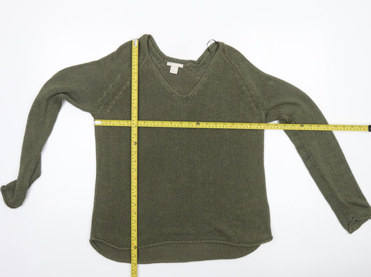 H&M Women’s Green V-Neck Knit Jumper Size 12 Regular Fit