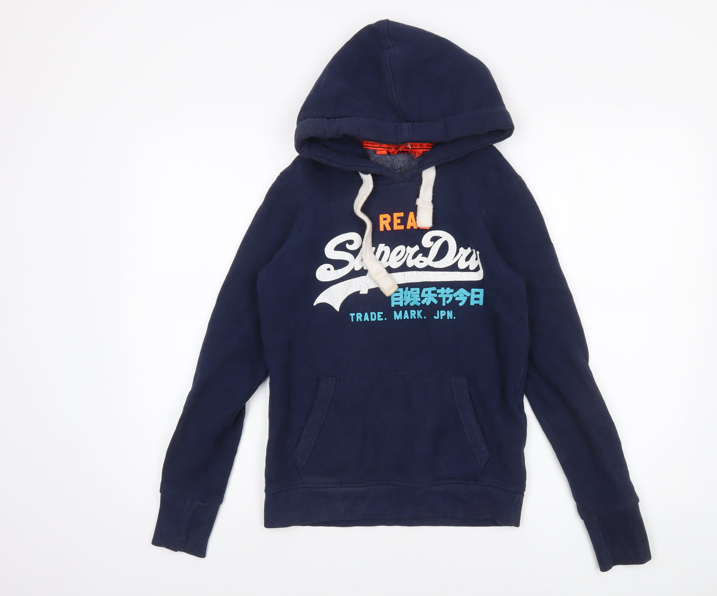 Superdry Women Navy Blue XS Pullover Hoodie with Logo Print