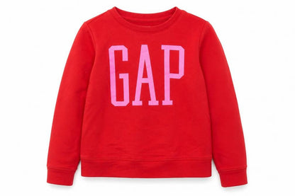 Gap Girls Red Logo Pullover Sweatshirt - Size 8-9 Years Cotton Blend