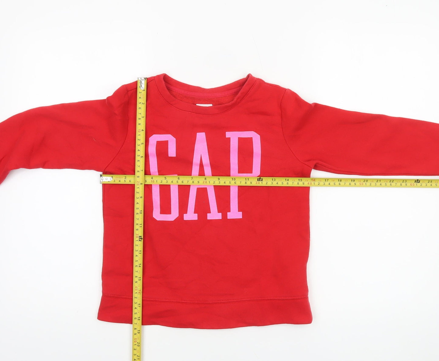 GAP Girls Red Logo Pullover Sweatshirt - Size 8-9 Years Cotton Blend