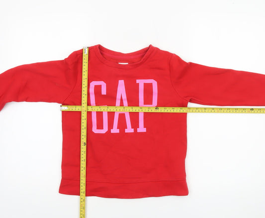 GAP Girls Red Logo Pullover Sweatshirt - Size 8-9 Years Cotton Blend