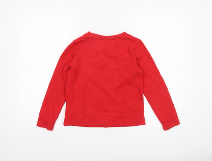 GAP Girls Red Logo Pullover Sweatshirt - Size 8-9 Years Cotton Blend