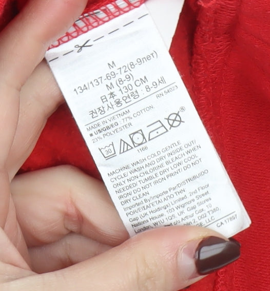 GAP Girls Red Logo Pullover Sweatshirt - Size 8-9 Years Cotton Blend