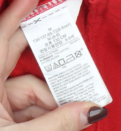 GAP Girls Red Logo Pullover Sweatshirt - Size 8-9 Years Cotton Blend