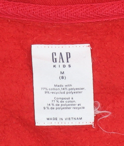 GAP Girls Red Logo Pullover Sweatshirt - Size 8-9 Years Cotton Blend