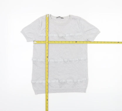 Dorothy Perkins Women’s Grey Lace Knit Short Sleeve Jumper UK 12