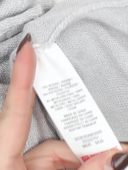 Dorothy Perkins Women’s Grey Lace Knit Short Sleeve Jumper UK 12