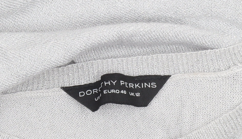 Dorothy Perkins Women’s Grey Lace Knit Short Sleeve Jumper UK 12