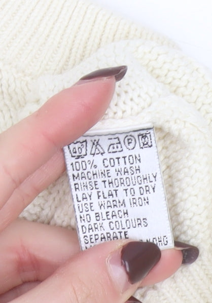 Oscar Jacobson Men's Ivory Cable-Knit Cotton Golf Vest M