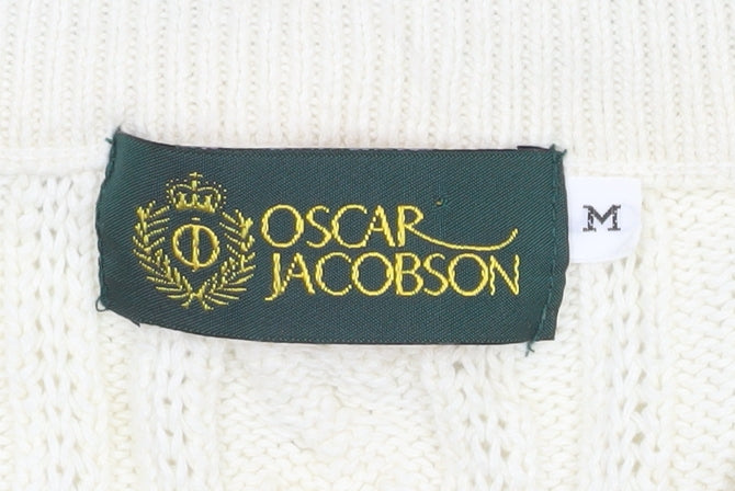 Oscar Jacobson Men's Ivory Cable-Knit Cotton Golf Vest M