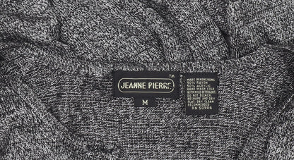 Jeanne Pierre Women Grey M Button Knit Cardigan V-Neck Long Sleeve