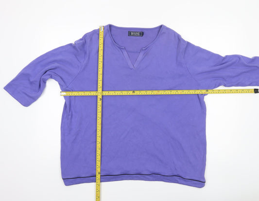 Maine New England Womens Purple Cotton 3/4 Sleeve Tunic Top Size 18