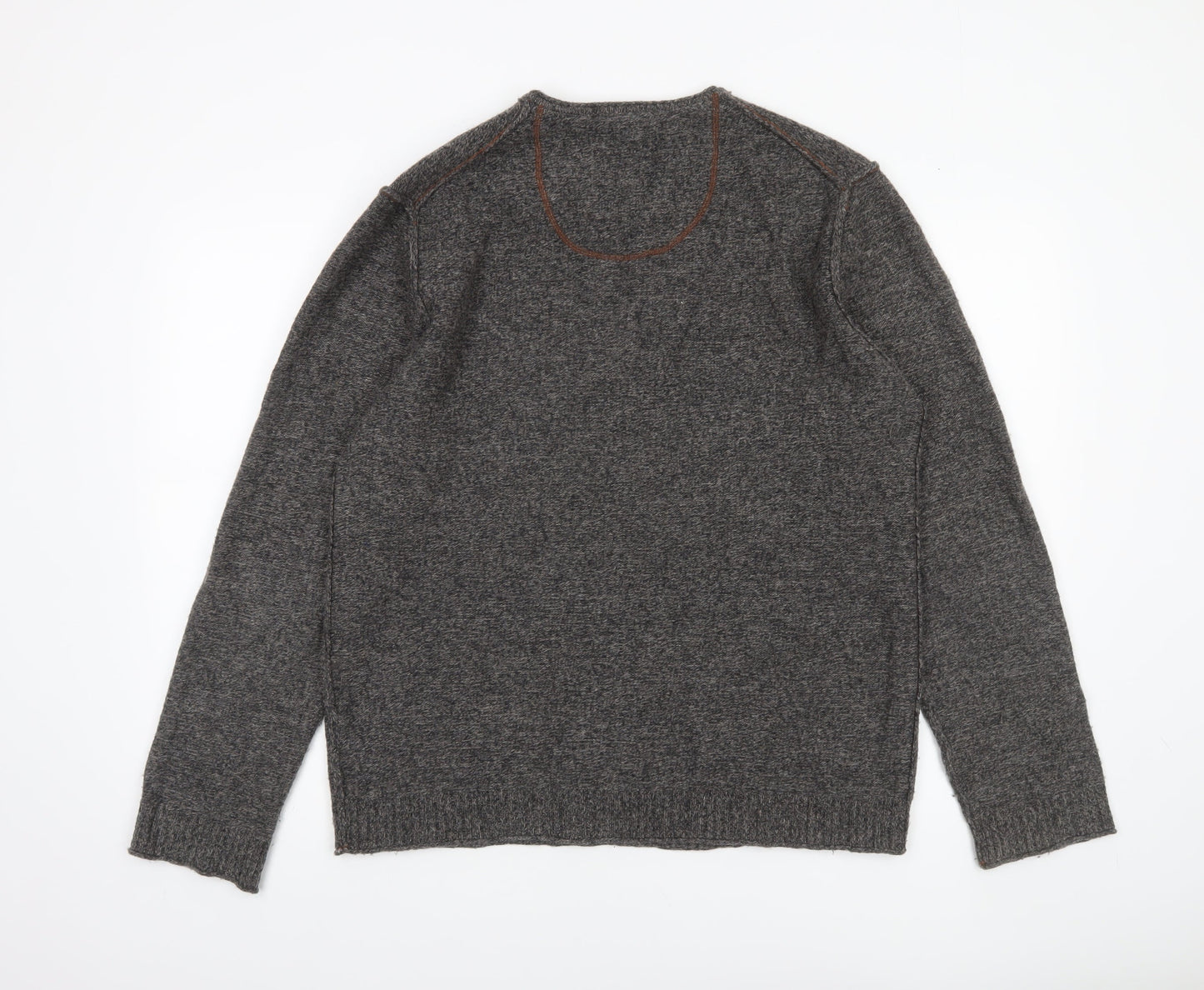 White Stuff Men's Grey Lambswool V-Neck Jumper Size L