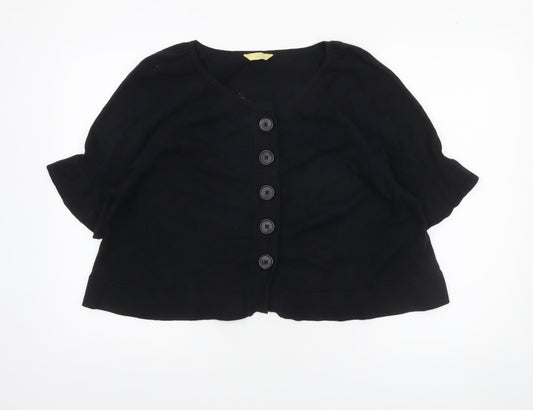 Agenda Women's Black Short Sleeve Button Cardigan Size 22