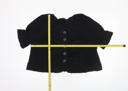 Agenda Women's Black Short Sleeve Button Cardigan Size 22