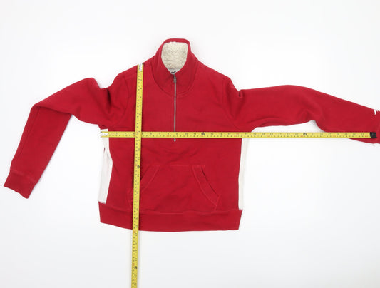 Hollister Women Red 1/4 Zip Sherpa Lined Pullover Sweatshirt XS