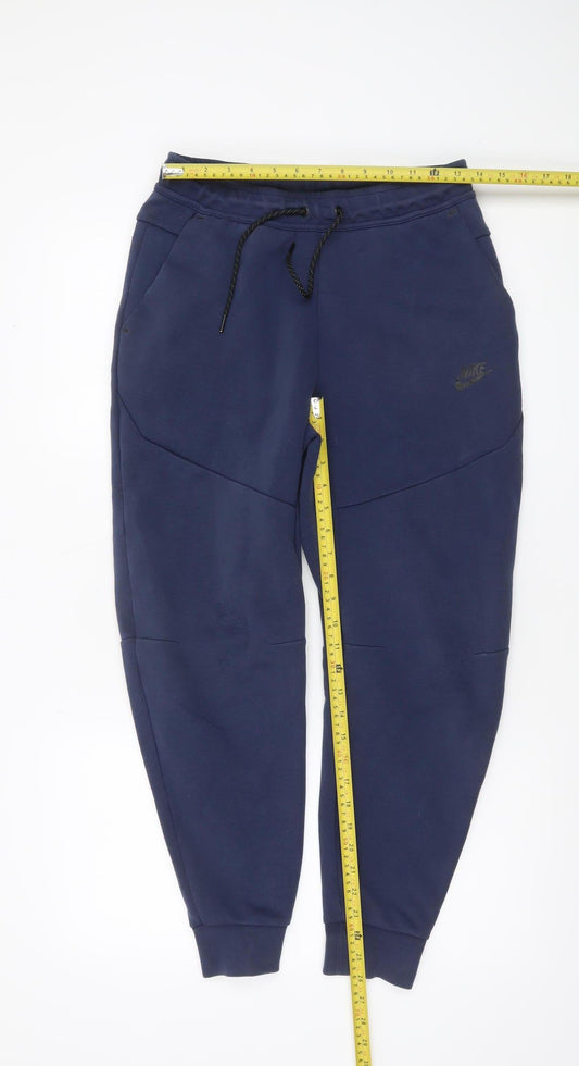 Nike Men's Blue Jogger Trousers S Regular Fit Cotton Blend