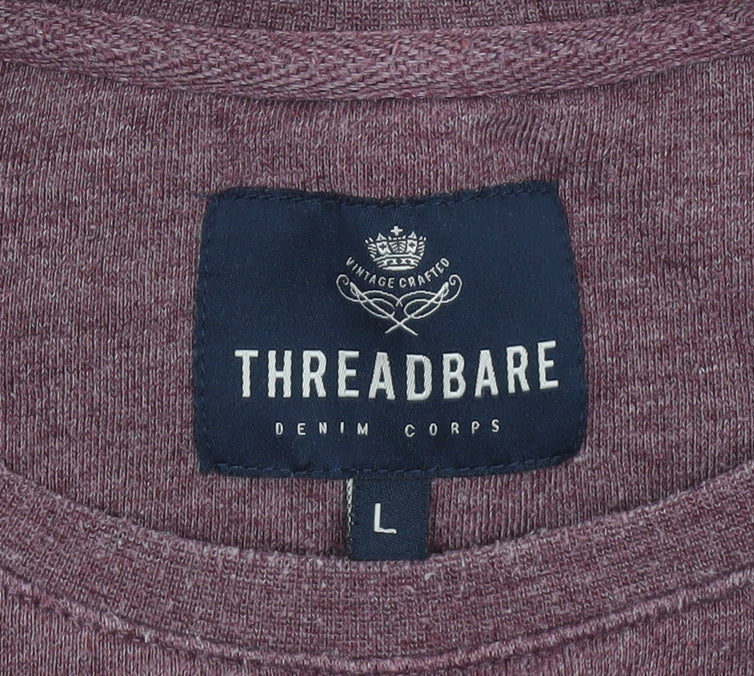 Mens UK Size L Threadbare Purple Pullover Sweatshirt