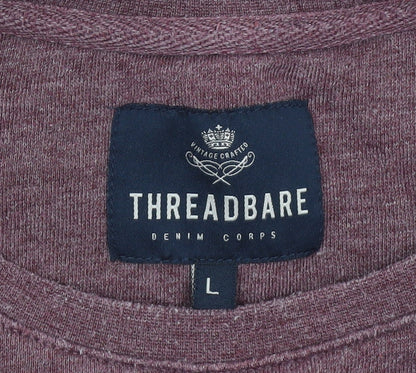 Mens UK Size L Threadbare Purple Pullover Sweatshirt