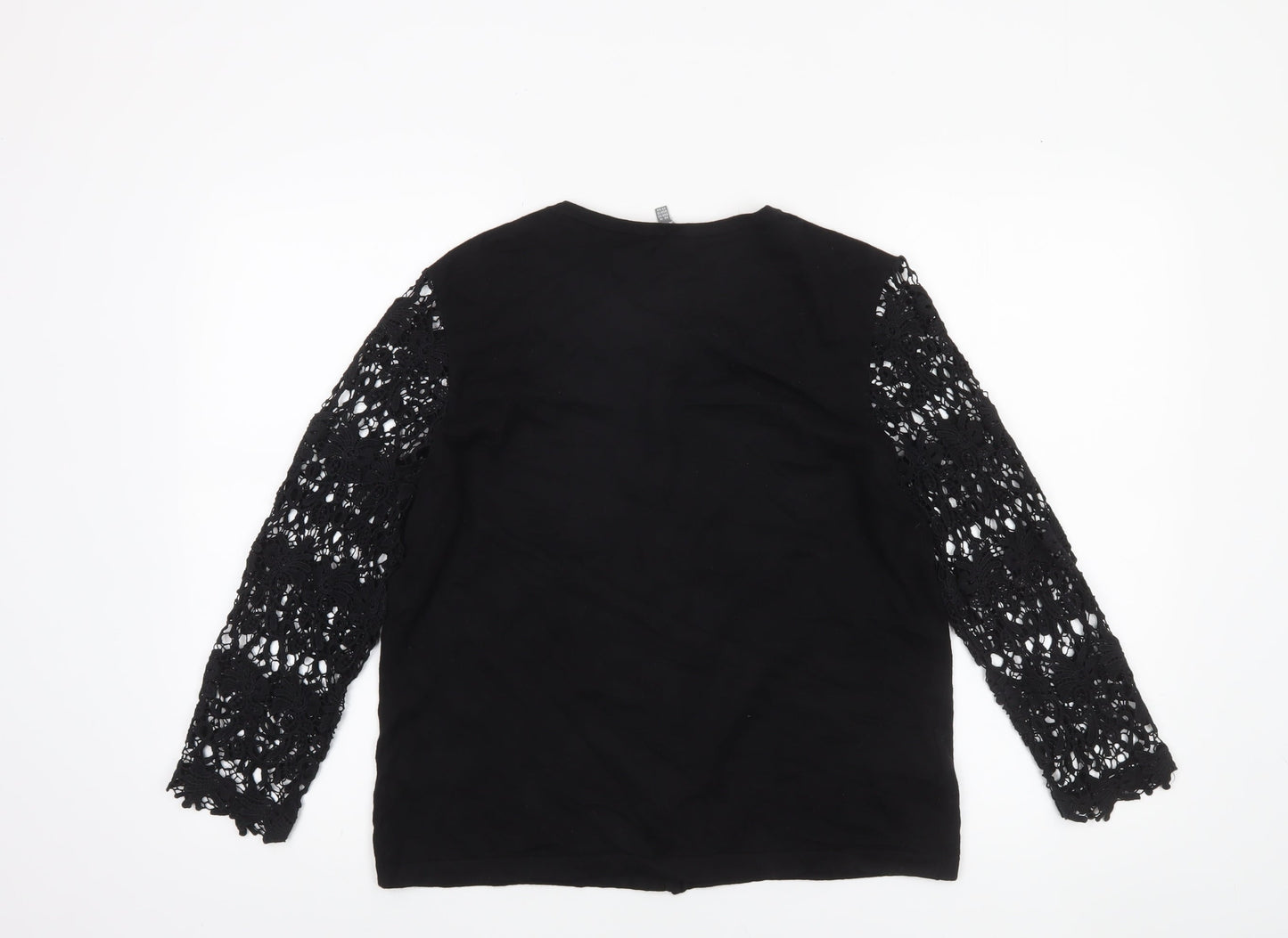Laura Ashley Women's Black Crochet Sleeve Cardigan UK 16