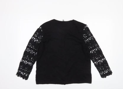 Laura Ashley Women's Black Crochet Sleeve Cardigan UK 16